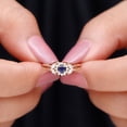 thumbnail image 5 of Rosec Jewels Nature Inspired Engagement Ring for Women, Blue Sapphire and Moissanite Ring, 10K Rose Gold, US 12.50, 5 of 8