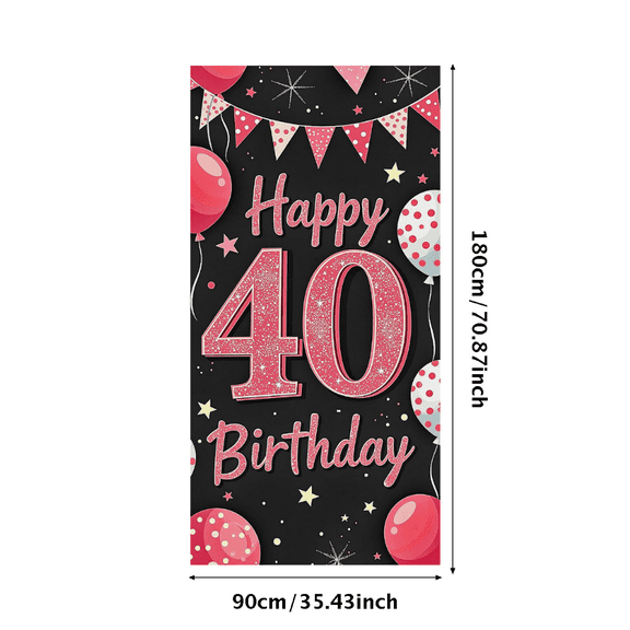 Pink Glittery 40 Happy Birthday Banner Backdrop Party Supplies Decors for Birthday Party Photography Props Balloon Decorations