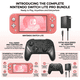 thumbnail image 2 of Nintendo Switch Lite Handheld Video Game Console (Coral Pink) Refurbished - Multiplayer Bundle with 2 RetroFam Wireless Pro Controllers, Gamepad & Charger, 2 of 7