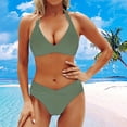 thumbnail image 2 of Fadeal Tummy Control Bathing Suits for Women Women Two Piece Bathing Suits Bikini Set Swimsuit Vintage Swimwear 2 Piece Bathing Suits for Women Army Green L, 2 of 4