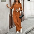 thumbnail image 5 of Tnhcen Women's High-Waist Tie-Waist Jumpsuit Long Sleeve Loose Jumpsuit Fit Casual Sportswear Plus Size S-XL Comfortable Stretchy Wide-Leg Trousers, 5 of 9