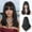 Black, variant on shoulder-length wig for women natural black layered wig natural full head set with bangs straight hair
