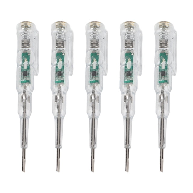 5 piezas de bolígrafo comprobador eléctrico multifuncional con luz LED brillante y carcasa transparente, comprobador de voltaje inductivo, destornillador.