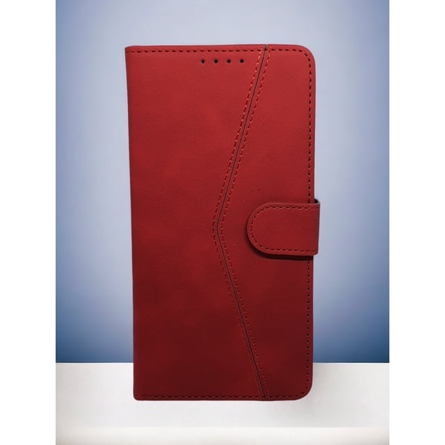 Funda Cartera Suave Para Oppo Reno 12 5G Rojo Más 2 Micas De Cristal