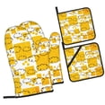 thumbnail image 2 of YFYANG Oven Mitts and Pot Holders Sets 4 Pieces, Non-Slip Heat Resistant Yellow Fantasy Geometric Clouds Kitchen Glove Pot Mat for Cooking and Baking, 2 of 8