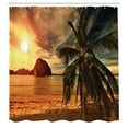 thumbnail image 3 of Ambesonne Tropic Shower Curtain, Coconut Palm Tree Beach, 69"Wx75"L, Orange and Olive Green, 3 of 5