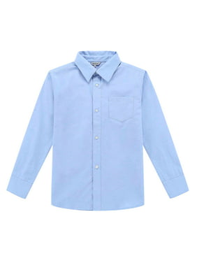 Bienzoe Little Boy's School Uniform Long Sleeve Button Down Oxford Shirt Blue 6