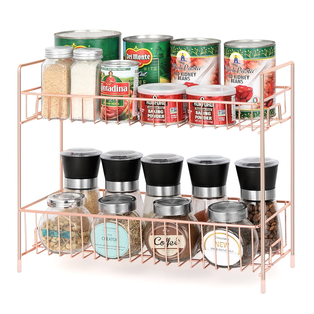Rose Gold 2 Tier Countertop Spice Rack Organizer Storage Shelf by [Brand Name]