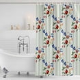 thumbnail image 2 of Shower Curtain Bathroom Set Farm Fruits Cherries Blueberry Waterproof Fabric Shower Curtains with Grommets&Hooks, Green White Striped Privacy Bath Curtain for Bathtub 72x84in, 2 of 9