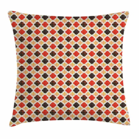 Chevron Victoria Geometric Throw Pillow Cushion Cover, Antique Chevron with Victorian Old Fashion Trippy Mosaic Curves, Decorative Square Accent Pillow Case, 16 X 16 Inches, Pale Orange Red Dark Taupe, by Ambesonne ()