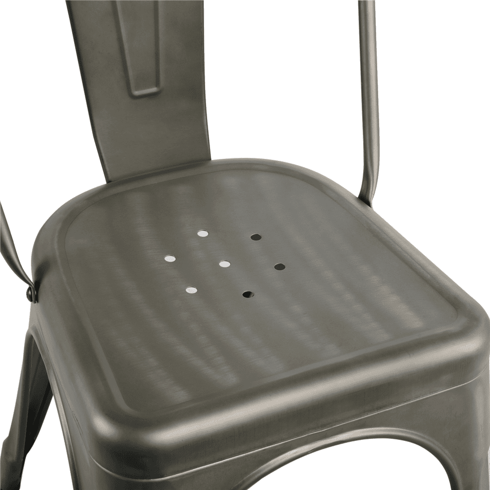 Alden Design Industrial Modern Metal Dining Chairs, Set of 4, Gunmetal Gray