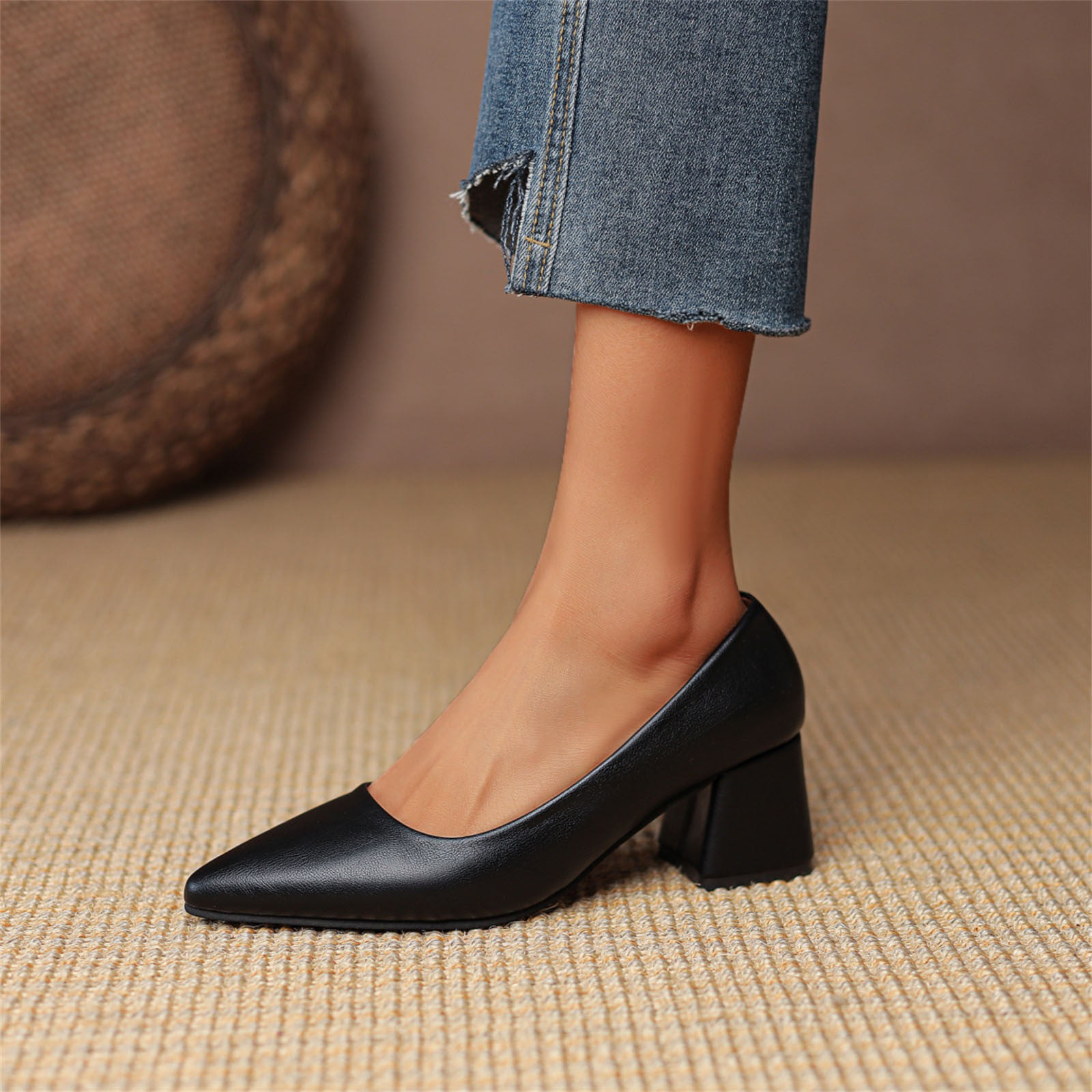 Ladies Lightweight Slip On Dress Shoes Casual Fashion Block Heel High Heels  | eBay