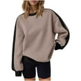 thumbnail image 4 of Scyoekwg Women's Sweatshirts Fall Casual Crewneck Oversized Sweatshirts Color Block Long Sleeve Pullover Fall Clothes (Black,M), 4 of 4