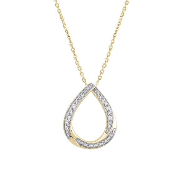 DewberryDiamonds 1/5 Cttw Round Cut Certified Lab Grown Diamond Tear Drop Pendant with 18" Inch Cable Chain | 14K Yellow Gold Plated | 925 Sterling Silver