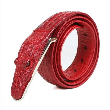 Alligator Design Crocodile-Embossed Leather Belts Genuine Cow Leather Belt 9 Men