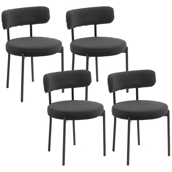 HOMCOM Dining Chairs Set of 4 Kitchen Chairs with Steel Legs, Black