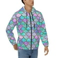 thumbnail image 4 of Zip Up Hoodies for Men - Retro green pink fish scale Long Sleeve Comfrt Men'S Fashion Hoodies & Sweatshirts, Jackets for Men Hoodies Pullover Clothing Clothes with Pouch, 4 of 5
