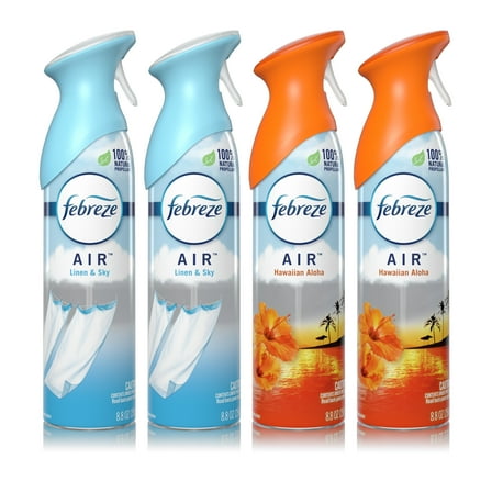 Febreze Air Freshener Spray, Linen & Sky and Hawaiian Aloha, 4 ct