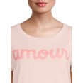 thumbnail image 4 of Grayson Social Women's and Women's Plus Short Sleeve T-Shirt and Shorts Sleep Set, 2-Piece, 4 of 5