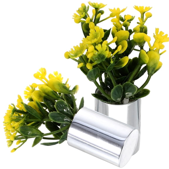 HEANUJJ 2-Pack Miniature Fake Potted Plants Assorted Colors Plastic Dollhouse Decorations Mini Garden Flowers