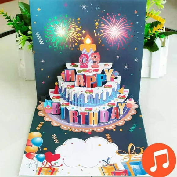 Harpily Greeting Cards Happy Birthday Music Lighting Three Greeting Card Singing Birthday Card Hollow Paper Carving Gift 3D Birthday Card