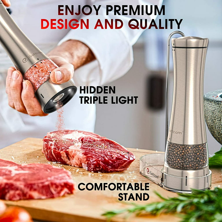 Electric Salt and Pepper Grinder Set with Stand