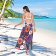 thumbnail image 7 of FORMRS Womens Long Sarong Beach Wrap Semi-Sheer Bikini Skirt Bathing Swimsuit Cover Up, Purple Flowers, 7 of 7