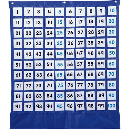 Carson-Dellosa Publishing Hundreds Pocket Chart with 100 Clear Pockets, Colored Number Cards, 26 x