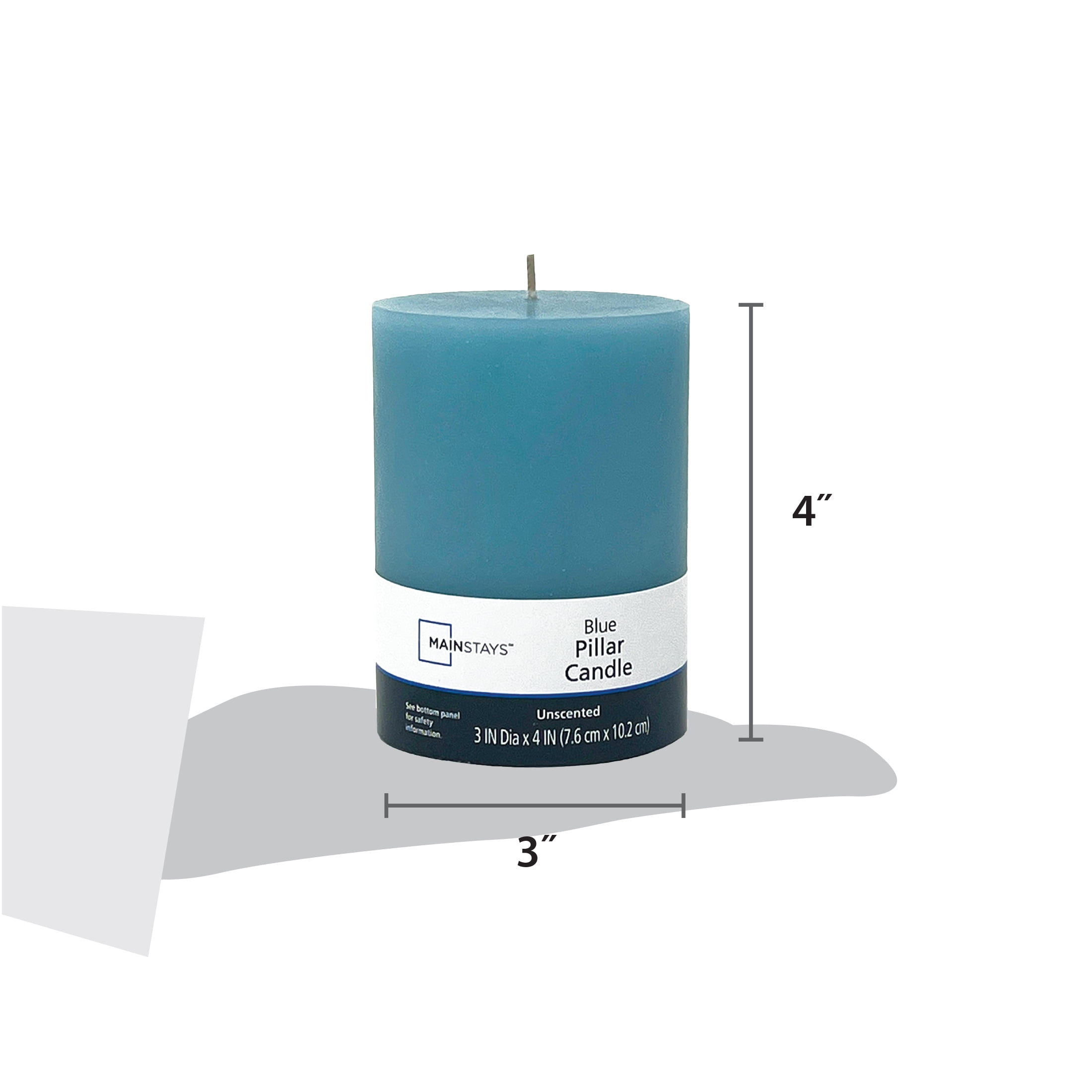 Mainstays Single Wick 3" x 4" Pillar Candle, Unscented, Blue