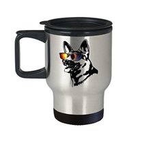 German Shepherd Coffee Cup - Funny Dogs Lover Gifts - Sunglasses - 14 Oz Stainless Steel Travel Mug