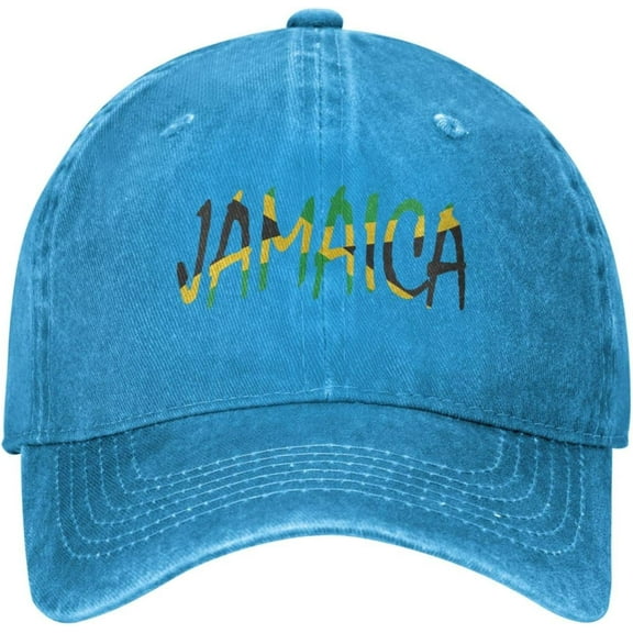 Jamaica Distressed Adjustable Washed Denim Mens Dad Trucker Hat Baseball Ball Cap for Men