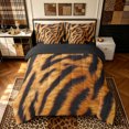 thumbnail image 3 of Manfei Fashion Animal Print Queen Bedding, Tribal Tiger Wildlife Bedding Comforter Set Queen, Orange Dark Brown, Black Reversible, 7 Pieces, 3 of 6