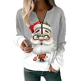 thumbnail image 1 of Innerwin Pullover Christmas Ladies Xmas Tops Work V Neck Casual Sweatshirt Light Grey M, 1 of 2