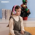 thumbnail image 2 of Riwbox Baosilon CB-7S Cat Kids Headphones Wireless/Wired with Mic, Light Up Bluetooth Headphones Over Ear Volume Limited Safe 75/85/95dB with TF-Card, Children Headphones for School(Pink&Green), 2 of 8