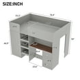 thumbnail image 2 of Harper & Bright Designs Full Size Loft Bed with Wardrobe and Desk, Wood Full Loft Bed Frame with Storage Shelves and Drawers, Grey, 2 of 13
