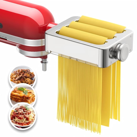 Yilush 3-in-1 vertical mixer pasta attachment, 8-speed adjustable pasta roller attachment, suitable for making wide pasta, fettuccine and flat pasta.