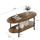 thumbnail image 5 of QinaQin Mesa de centro ovalada de 47.2 pulgadas con 2 niveles, diseño vintage y almacenamiento bajo, ideal para sala, oficina o espacios estilo rústico de mediados de siglo, 5 of 6