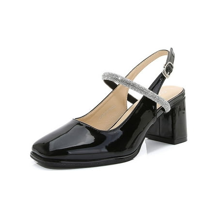 

Gomelly Women High Heels Slingback Heeled Sandals Ankle Strap Pumps Comfort Dress Shoes Wedding Party Black 5.5
