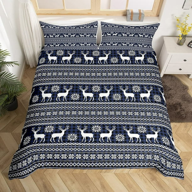 Christmas Bedding Set 3 Pieces Boho Elk Jungle Animal Comforter
