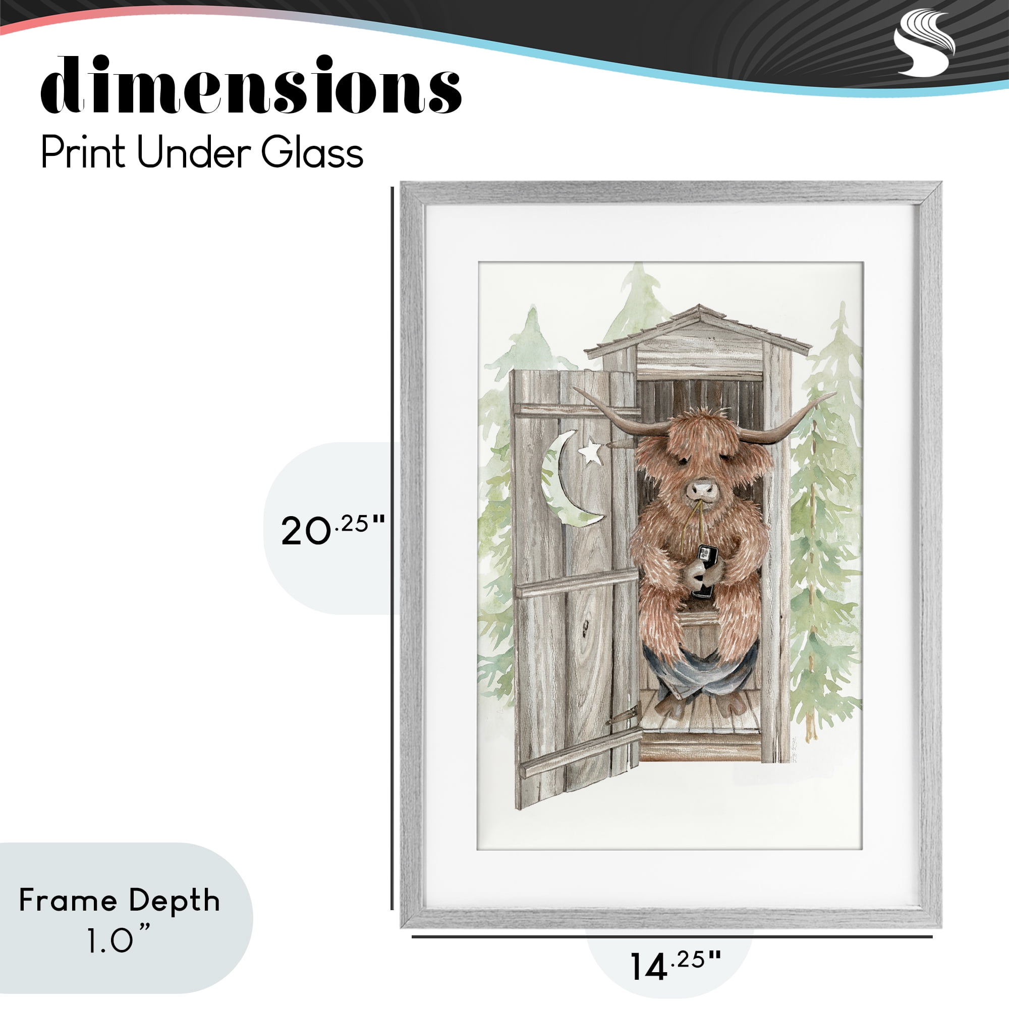 Stupell Industries Lost In Scroll Outhouse Gray Framed Print Under Glass, design by Cindy Jacobs