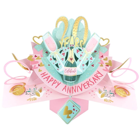 20 years Happy 20th Anniversary Love Kates Pop-Up Card with Champagne & Hearts POP216