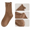thumbnail image 6 of Huiway 3 Pairs Toddler Girls Ruffle Socks Kids Cute Frilly Solid Color Long Socks Soft Knit Mid Tube Socks, 6 of 9