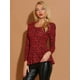 thumbnail image 2 of Camisa Peplum Estampada Allegra K Leopardo Cuello Redondo Mangas Largas Rojo L, 2 of 6
