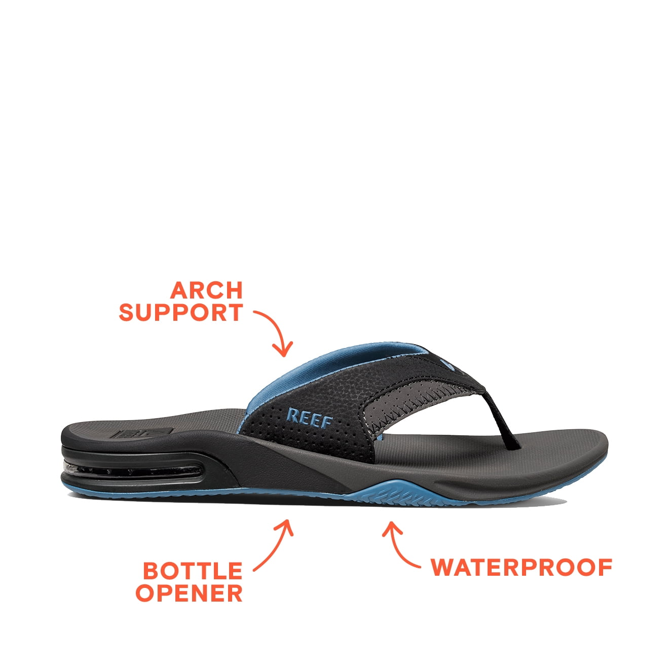 ? Reef Fanning Gray Flip Flops Bottle Opener Sandals Men’s 10 Comfort Beach Men main image 2