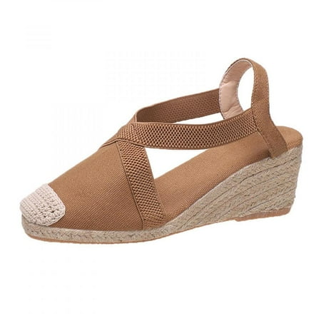 

Homedles Sandals Women- Wedge Summer Gift for women Comfortable Open Toe Plus Size Braided Sandals Khaki