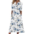 thumbnail image 1 of Robe Décontractée pour Femmes pour l'Été Imprimé Vintage Manches Courtes Robe T-Shirt Ample Midi de Plage avec Poches, 1 of 5