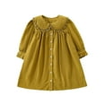 thumbnail image 2 of Wavsuf Girls Casual Dresses Long Sleeve Solid Ruffled Yellow Dresses Size 5Y, 2 of 4