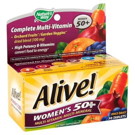 (2 pack) Nature's Way Alive! Women's 50+ Vitamins, Multivitamin Supplement Tablets, 50