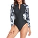 thumbnail image 2 of Traje de surf de una pieza para mujer, traje de baño de manga larga con cremallera y manga larga para mujer, traje de baño de una pieza para mujer, compacto y ligero, 2 of 6