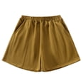 thumbnail image 1 of FNFYFH Clearance Ladies Vacation Loose Fit Solid Color Summer Shorts Beach Comfortable Shorts，Brown, 1 of 8